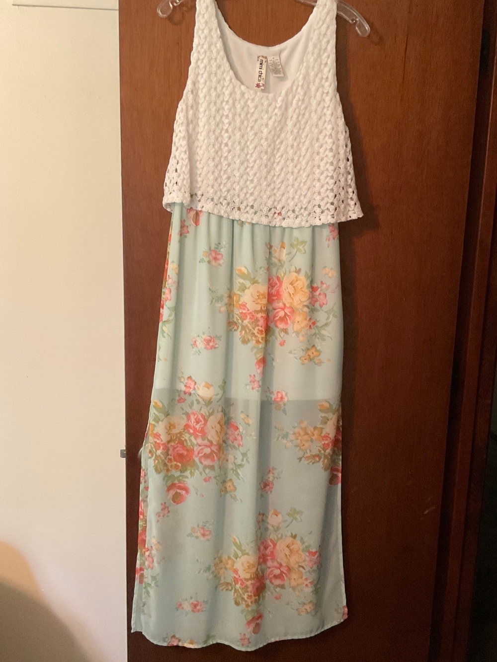 Mimi Chica White Crochet Overlay Dress